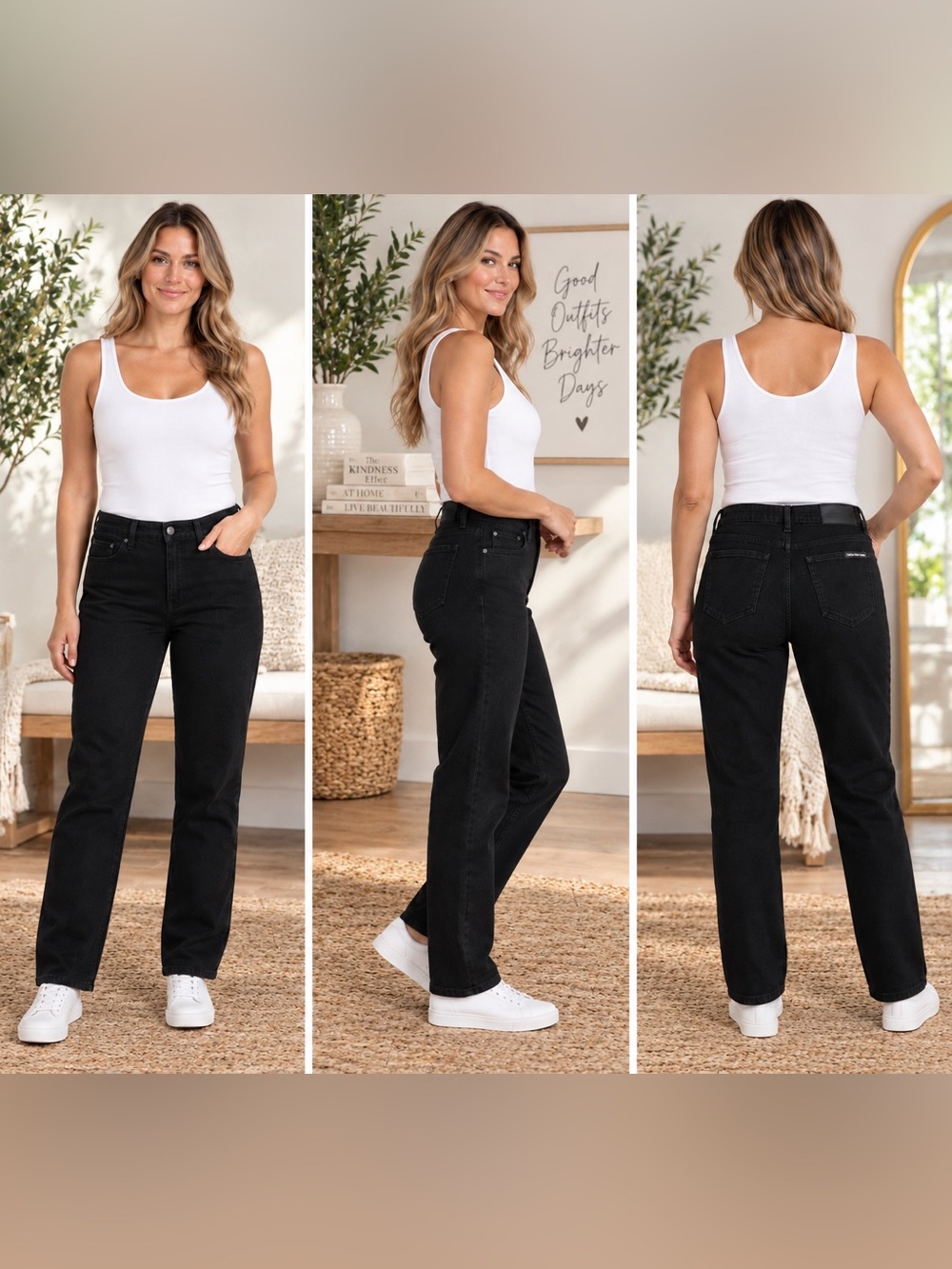 NWT Calvin Klein Jeans Women’s Black Straight Leg Jeans Size 8